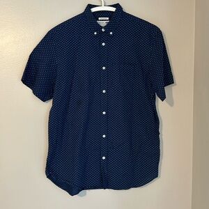 Men’s Navy Blue Polka dot Button-down short-sleeve Shirt - Old Navy - La…